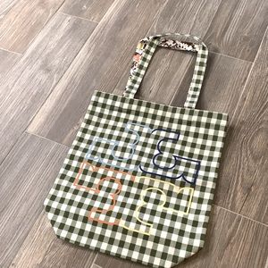 Tory Burch Green Checkered Tote
